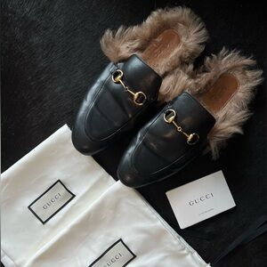 Authentic Gucci Princetown Wool-Lined Slippers